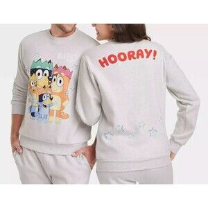 Bluey Family Pullover Sweatshirt - Heather Gray Disney Adult Medium - NWT